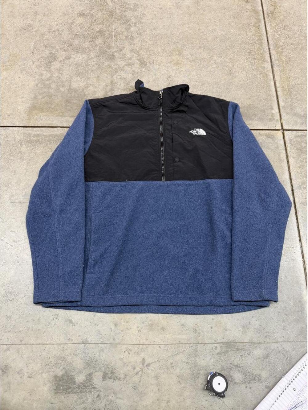 vintage the north face blue and black denali fleece quarter zip jacket size xl